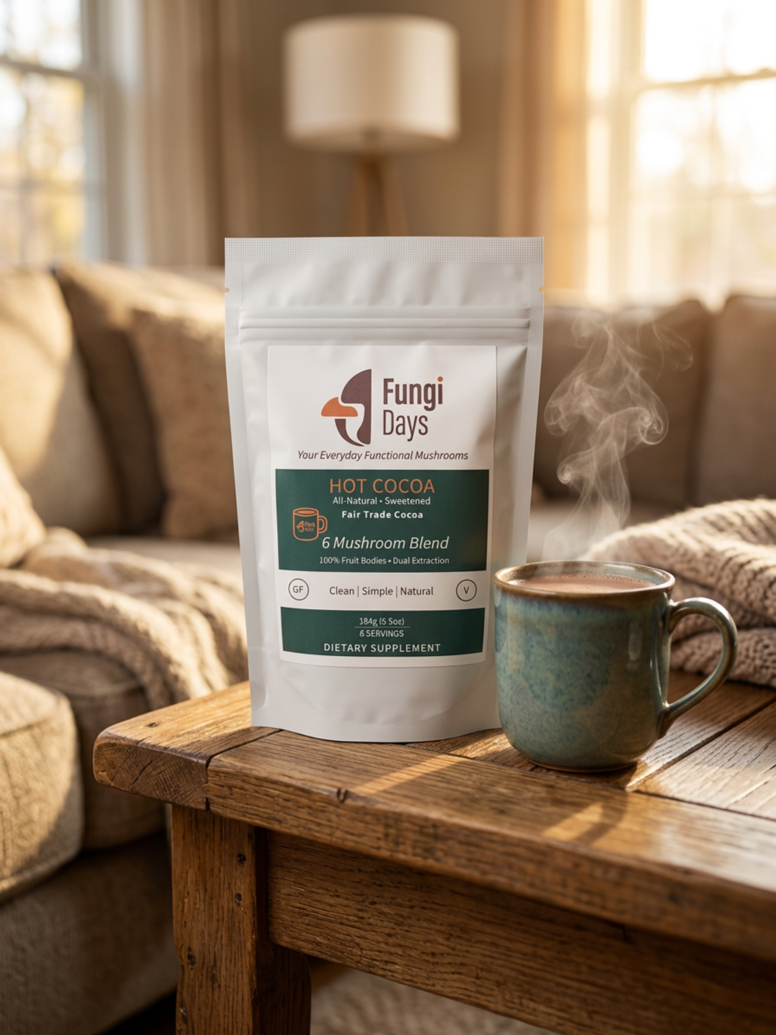 Hot Cocoa with 7 Functional Mushrooms | Rich Chocolate Wellness Blend
