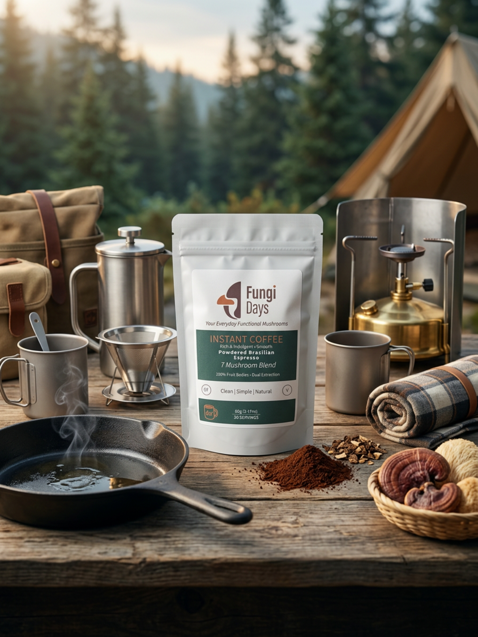 Instant Coffee with 7 Functional Mushrooms | Smooth Energy Wellness Blend