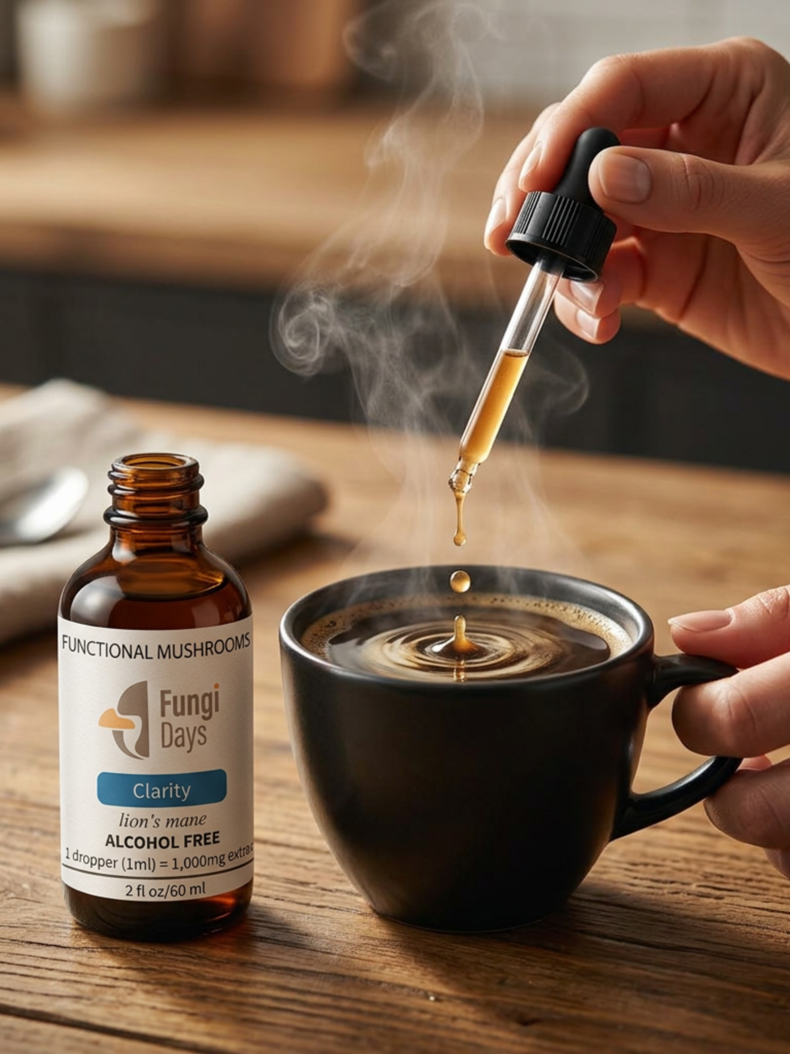 Energy & Focus Mushroom Blend | Natural Energy, Focus & Mental Clarity | 2oz Alcohol Free Tincture