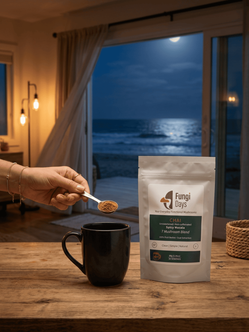 Unsweetened Vegan Chai with 7 Functional Mushrooms | Traditional Spiced Wellness Blend