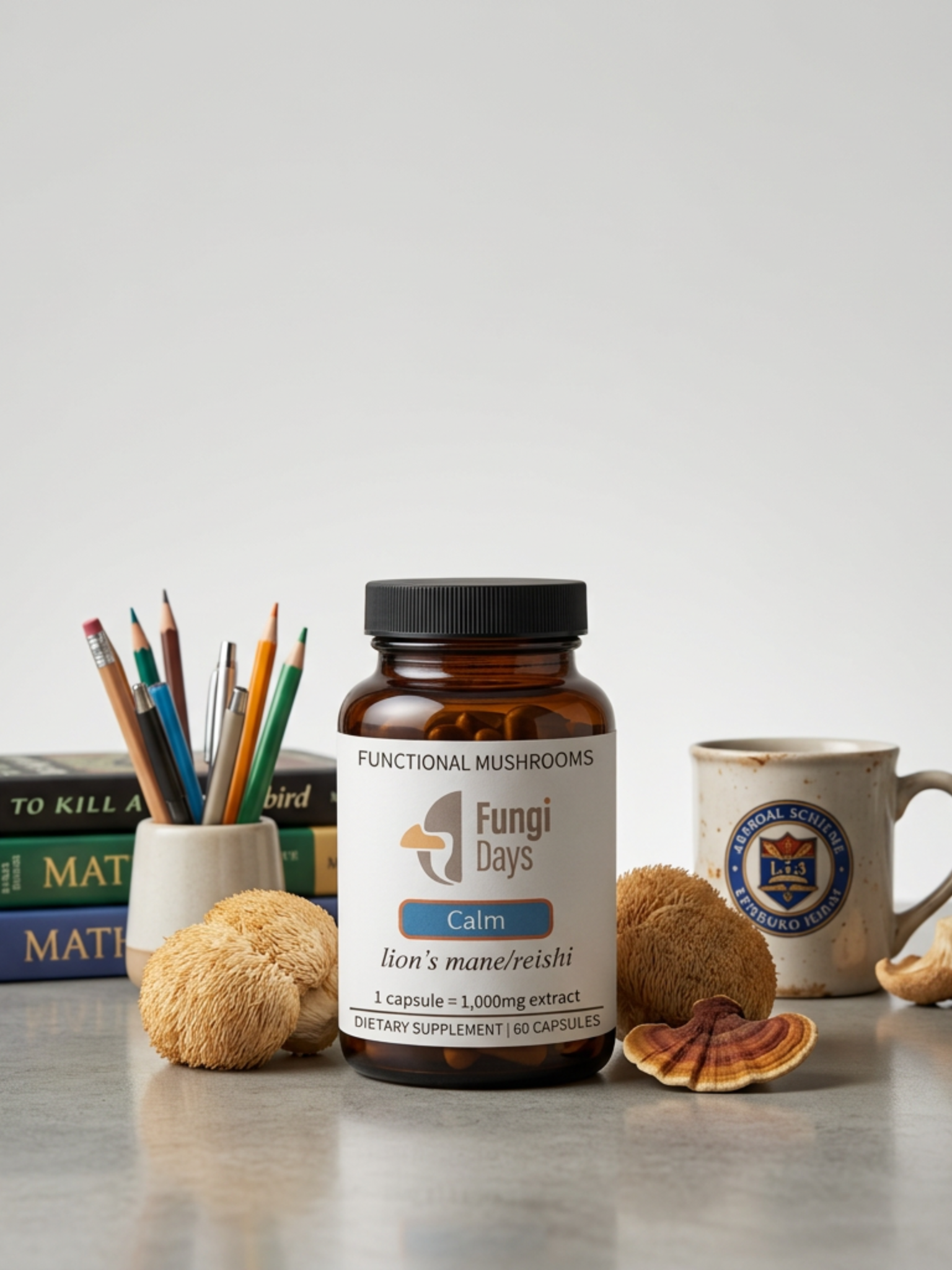 Calm Mushroom Blend for Stress Support & Relaxation | 60ct Capsules