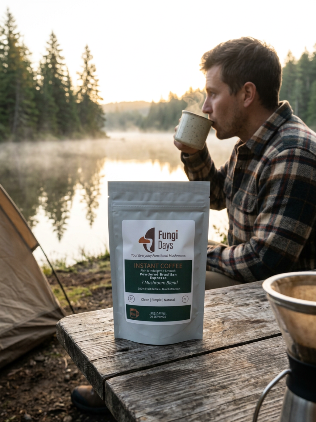 Instant Coffee with 7 Functional Mushrooms | Smooth Energy Wellness Blend