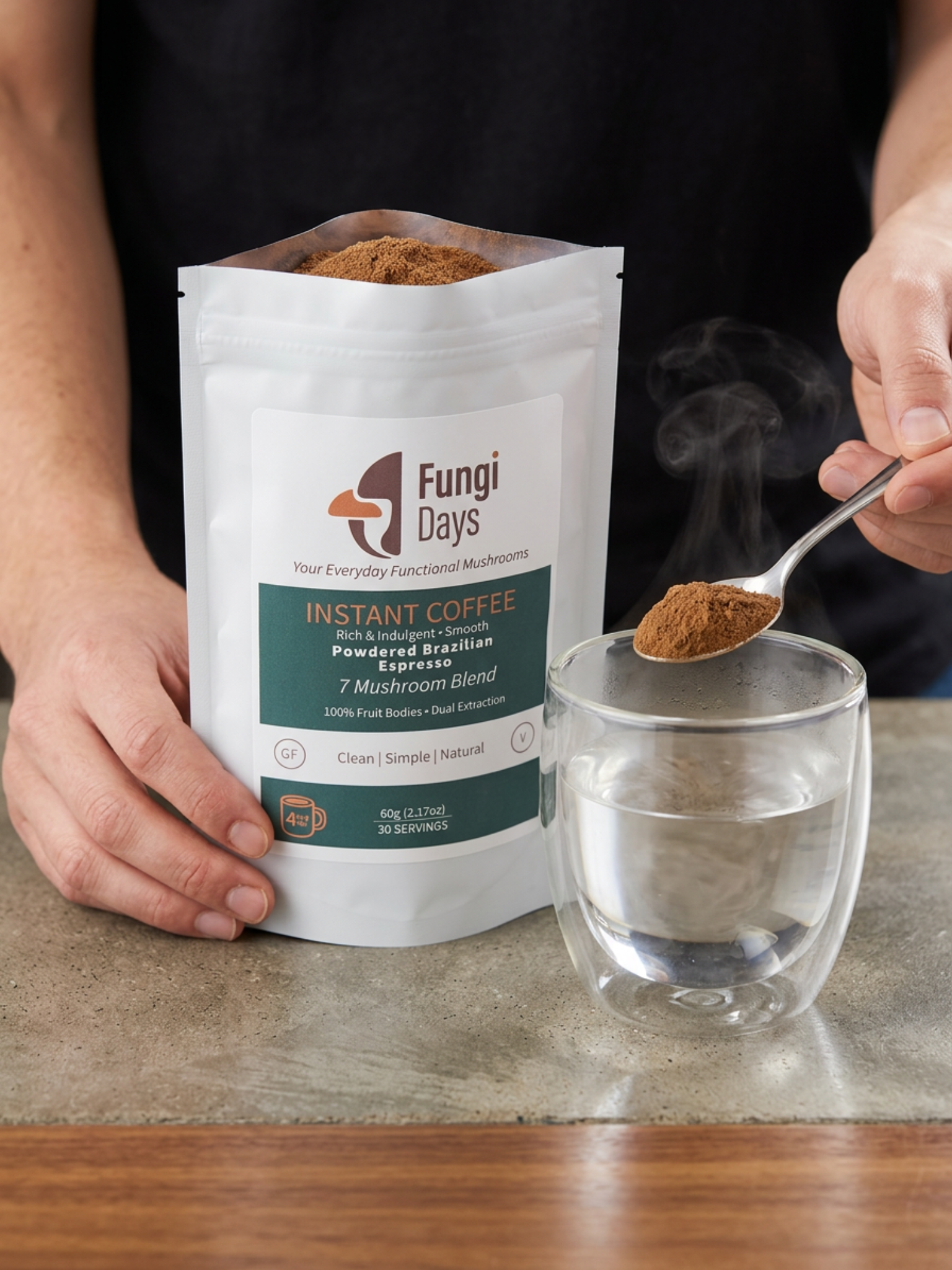 Instant Coffee with 7 Functional Mushrooms | Smooth Energy Wellness Blend