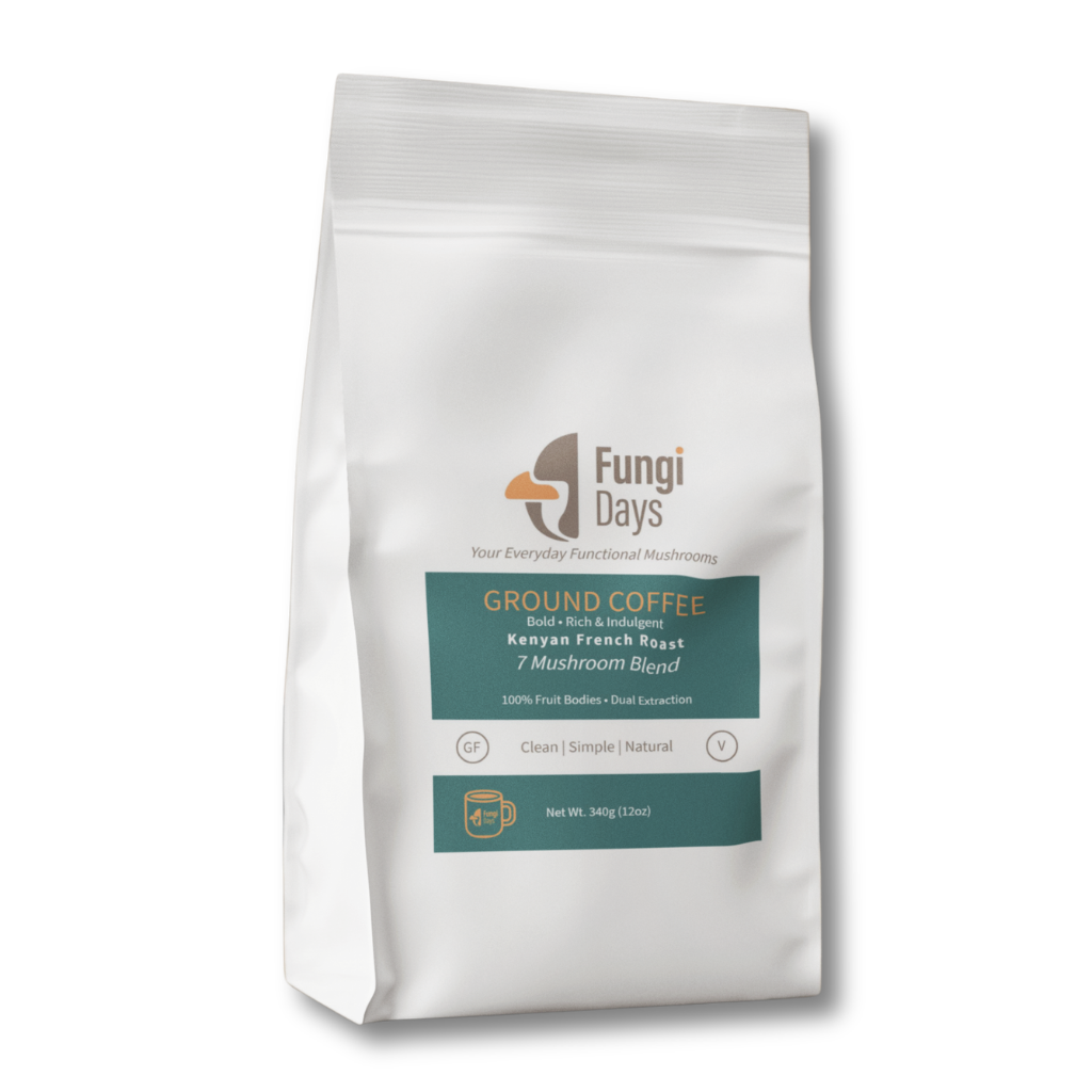 French Roast Ground Coffee with 7 Functional Mushrooms | Rich & Bold Wellness Blend